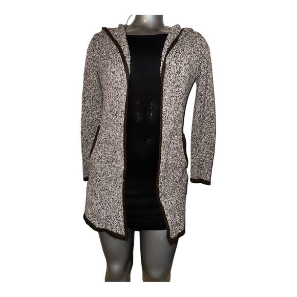 PATTY BOUTIK Brown Marled Hooded Cardigan with Pockets Size S - Picture 1 of 7